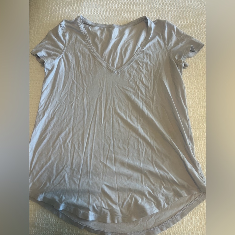 Lululemon pastel blue cotton v neck shirt